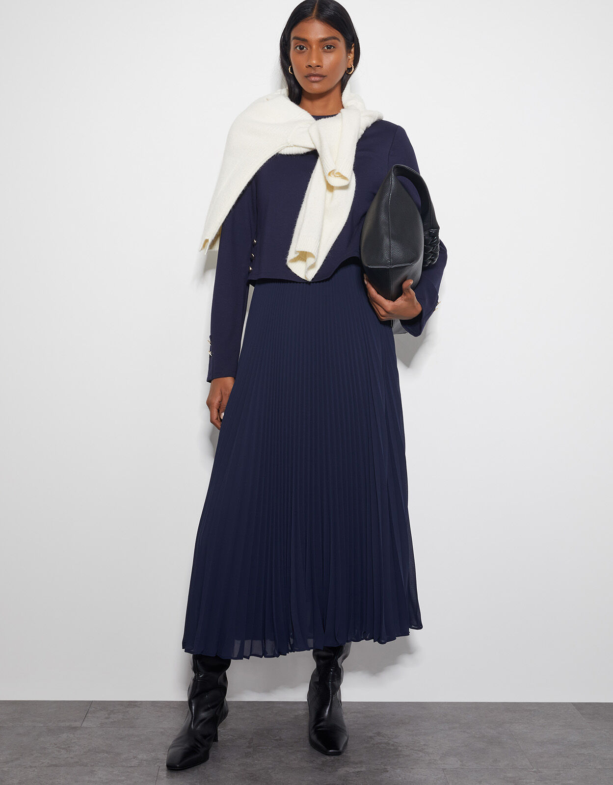 Pleated midi dress long sleeve online