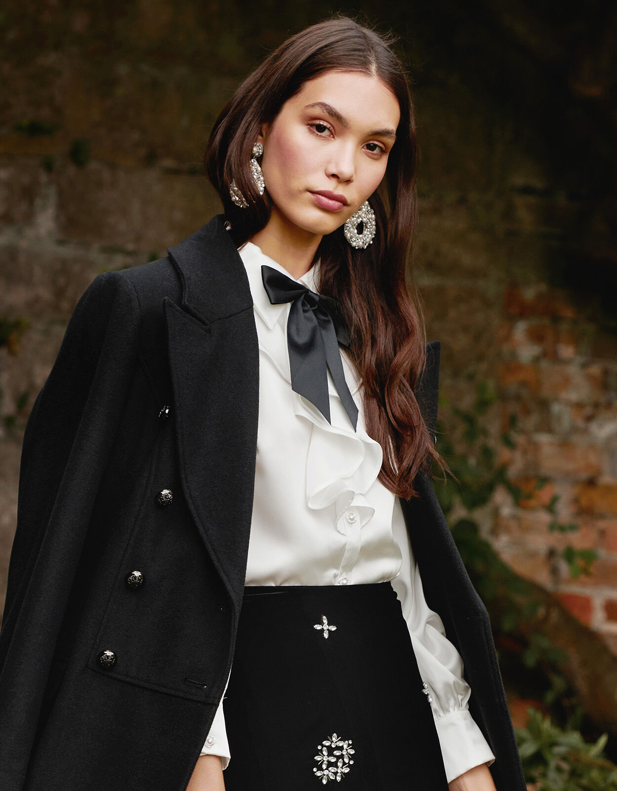 Sally Satin Frill Blouse White | Blouses & Shirts | Monsoon UK.