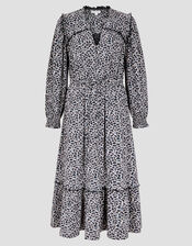 Noiv Scallop Print Jersey Midi Dress, Black (BLACK), large