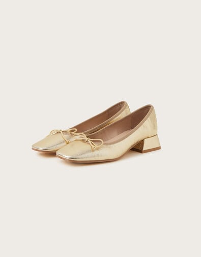 Squared-Toe Block Heels, Gold (GOLD), large