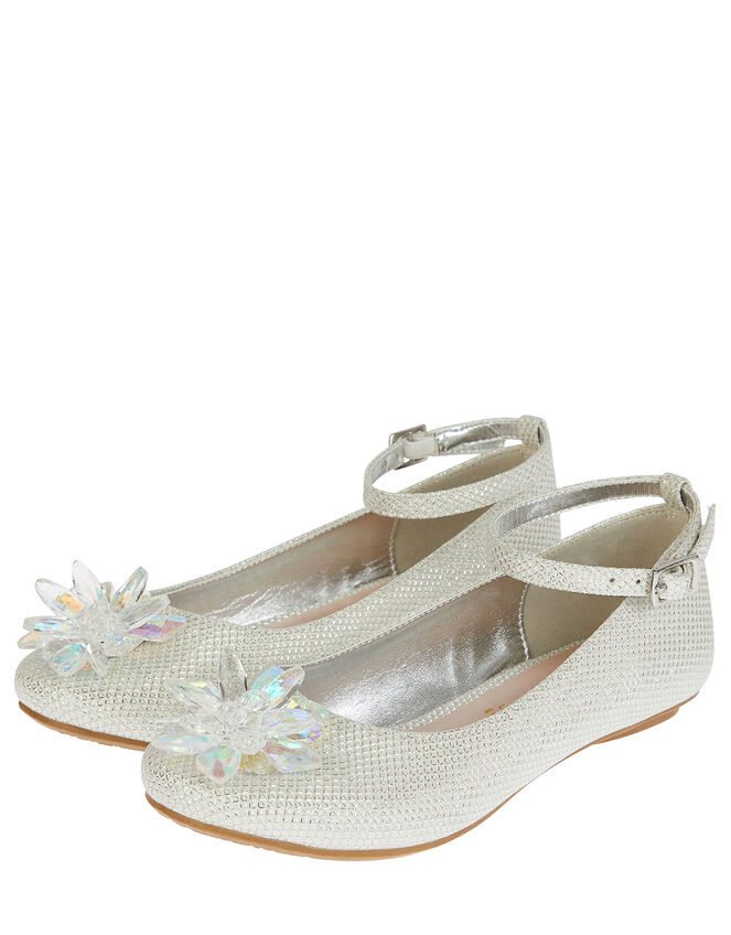Crystal Shimmer Ballerina Flats, Silver (SILVER), large