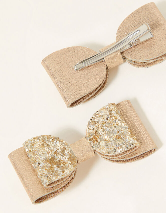 Glitter Bow Hair Clips, , large
