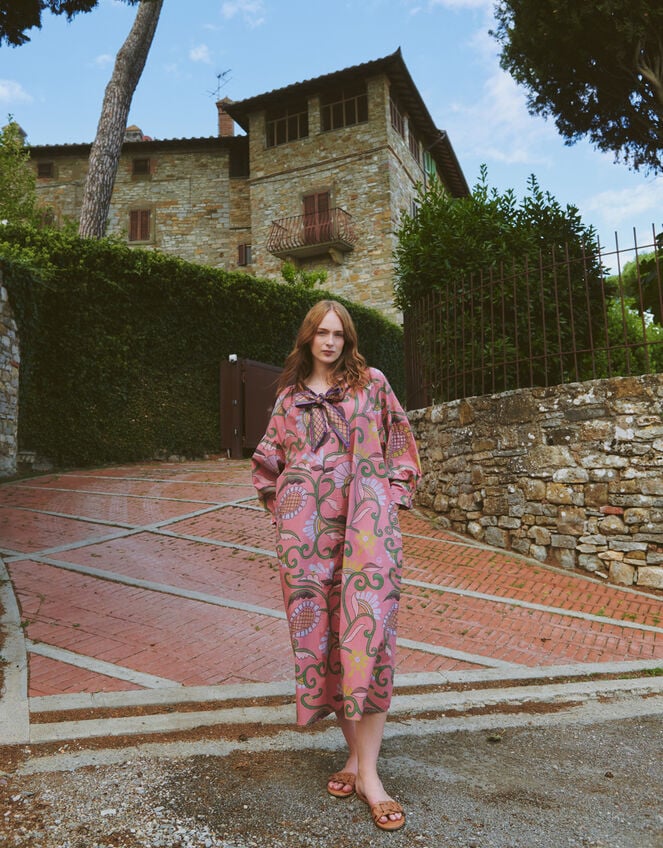 One Hundred Stars Giant Kantha Pussybow Midi Dress, , large