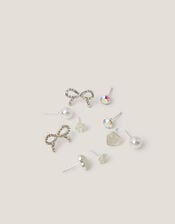 5-Pack Bow & Pearl Stud Earrings, , large