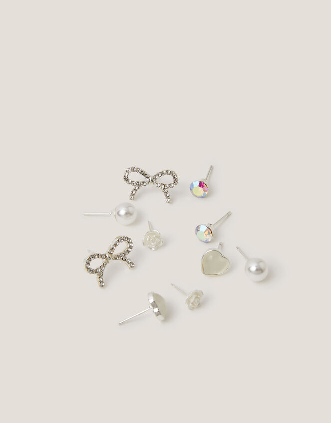 5-Pack Bow & Pearl Stud Earrings, , large