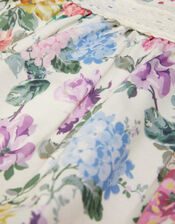 Floral Broderie Short Sleeve Dress, Ivory (IVORY), large