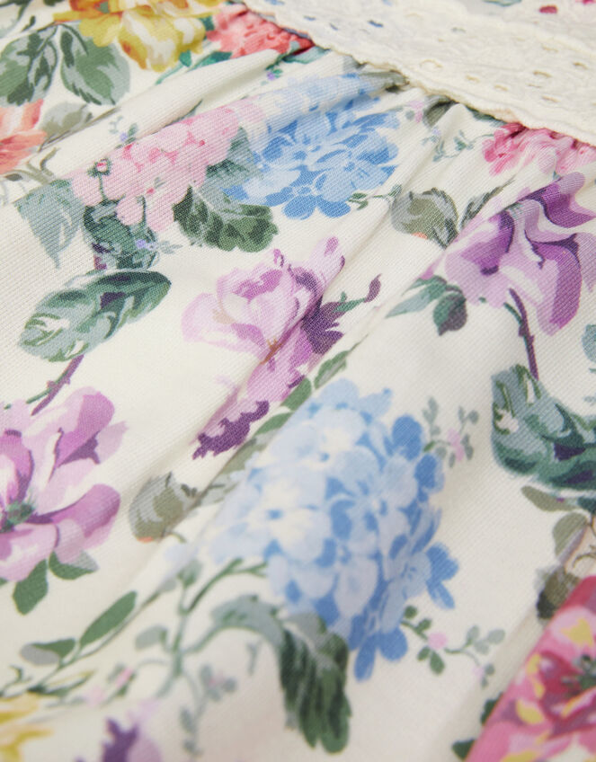 Floral Broderie Short Sleeve Dress, Ivory (IVORY), large