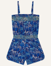 Sadie Zebra Playsuit in Recycled Polyester, Blue (NAVY), large