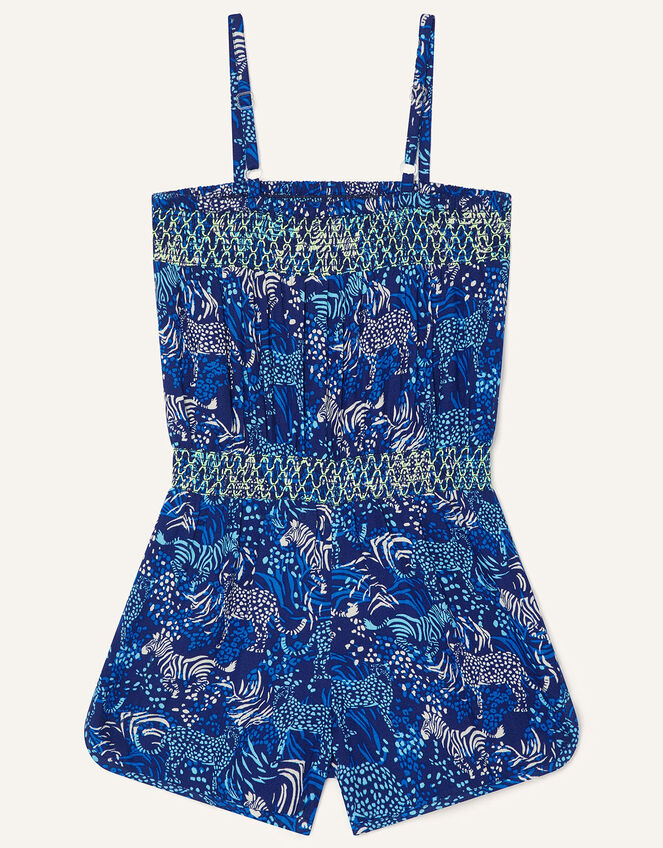 Sadie Zebra Playsuit in Recycled Polyester, Blue (NAVY), large
