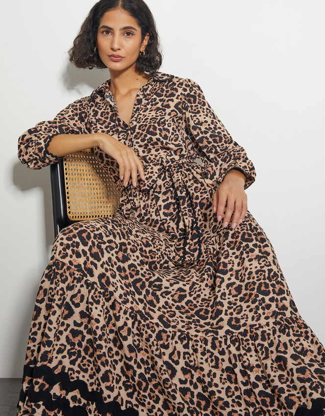 Lola Leopard Print Maxi Dress, Brown (BROWN), large