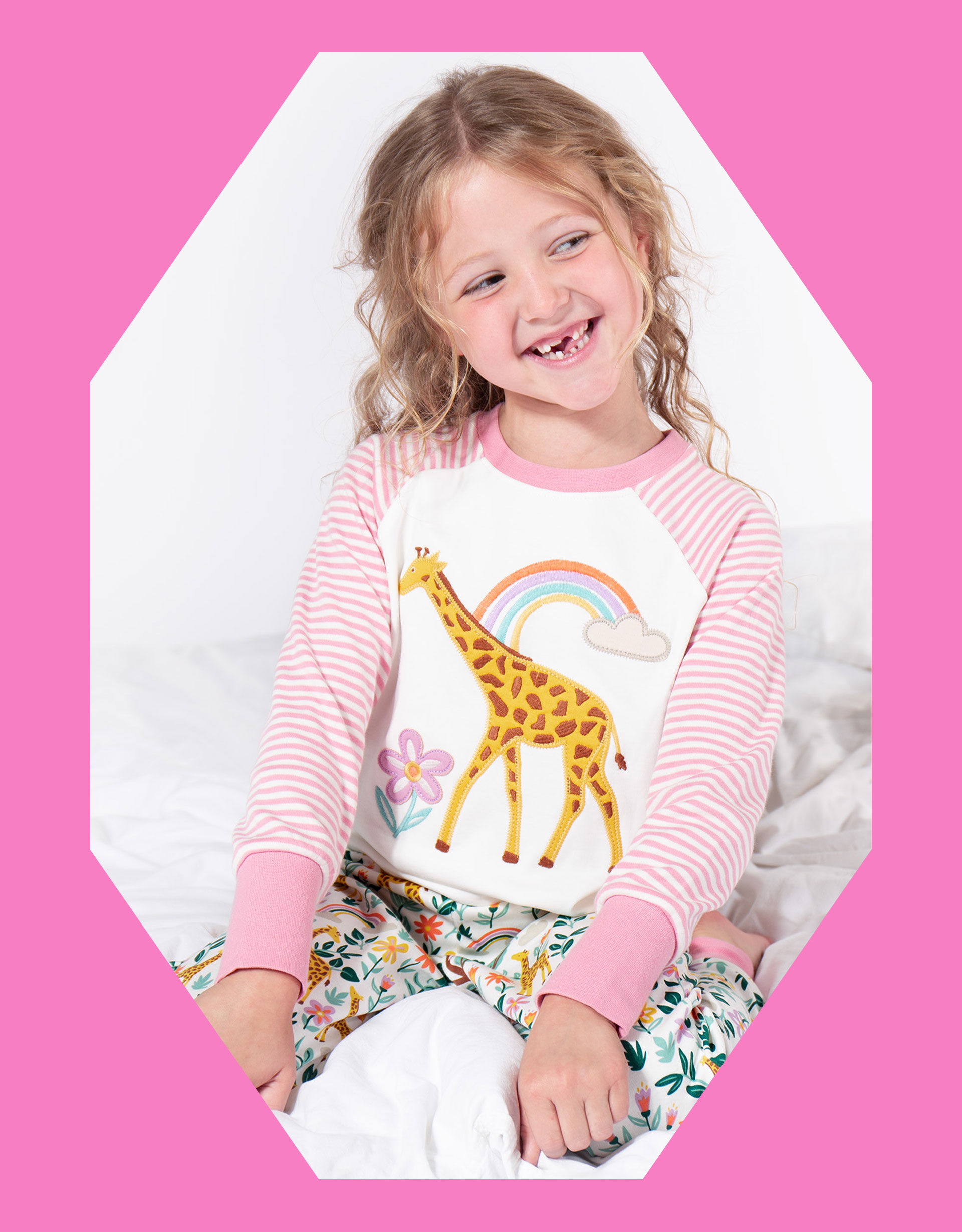 Frugi Giraffe Pyjama Set White