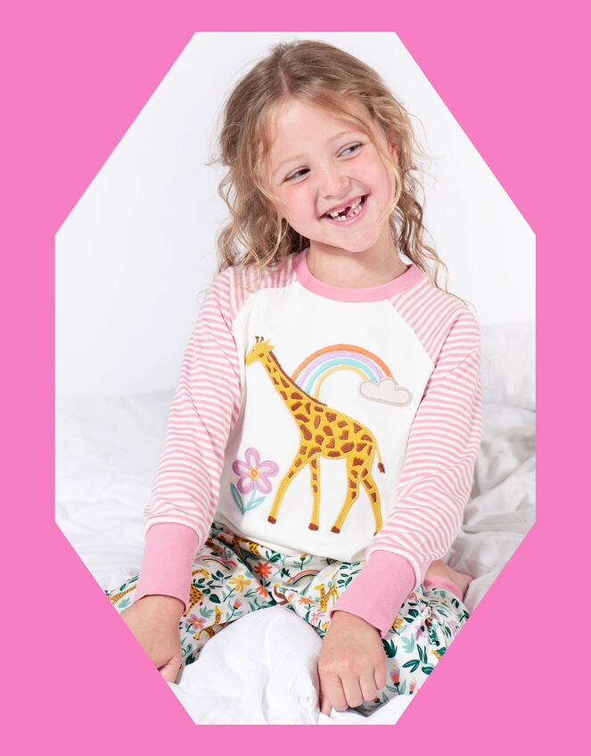 Frugi Giraffe Pyjama Set, White (WHITE), large