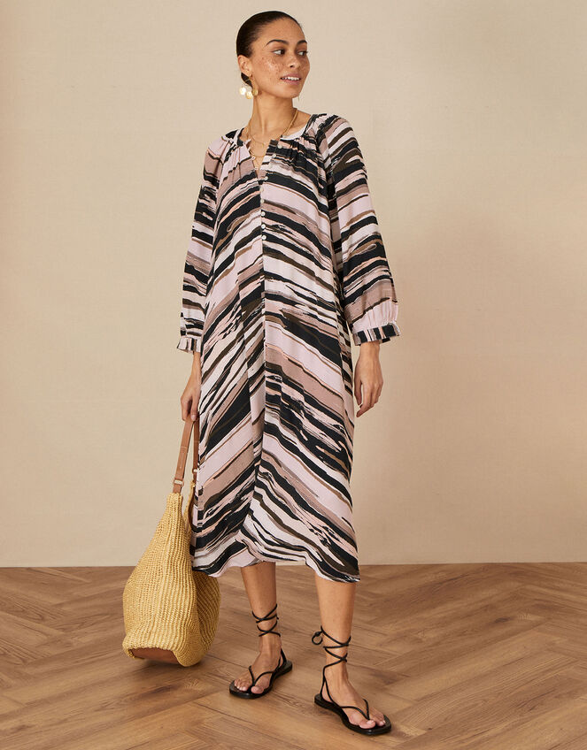 Gelato Stripe Dress in Sustainable Fabric, Natural (NATURAL), large