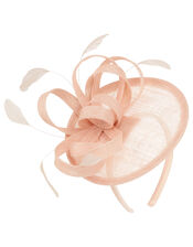 Malin Bow Disc Feather Fascinator, Pink (BLUSH), large