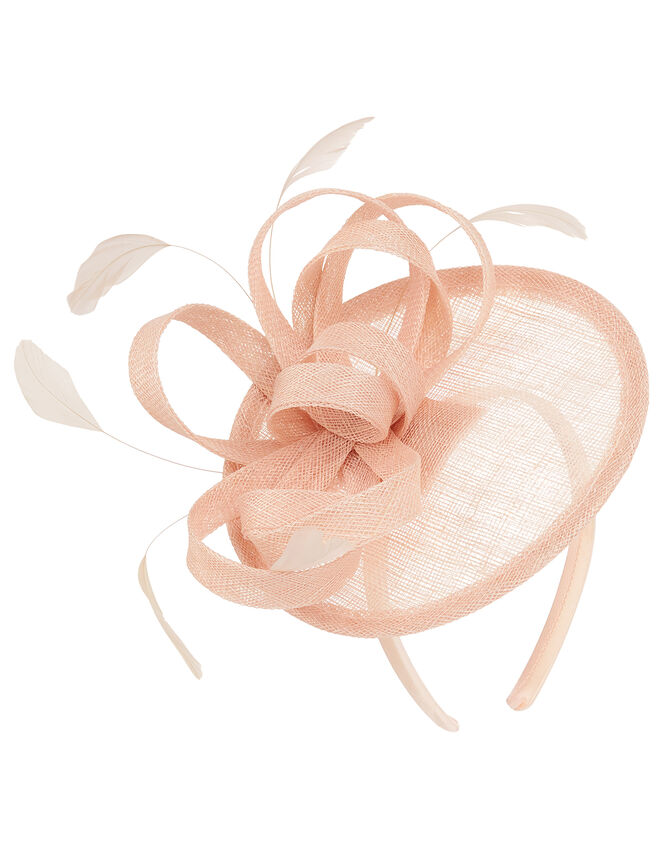 Malin Bow Disc Feather Fascinator, Pink (BLUSH), large