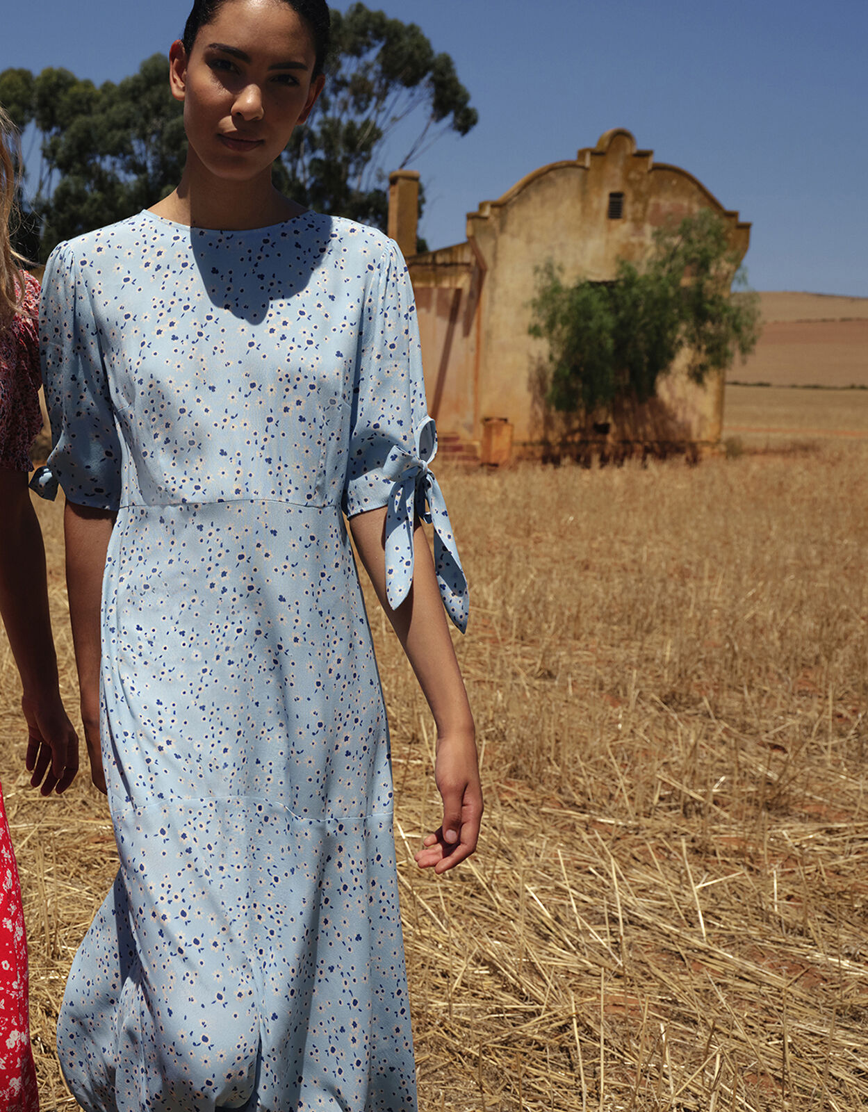 Miyah Daisy Print Dress with LENZING ECOVERO Blue Day Dresses Monsoon UK