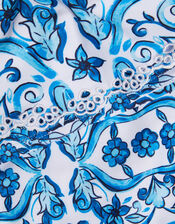 Calista Floral Print Ruffle Bikini Set, Blue (BLUE), large