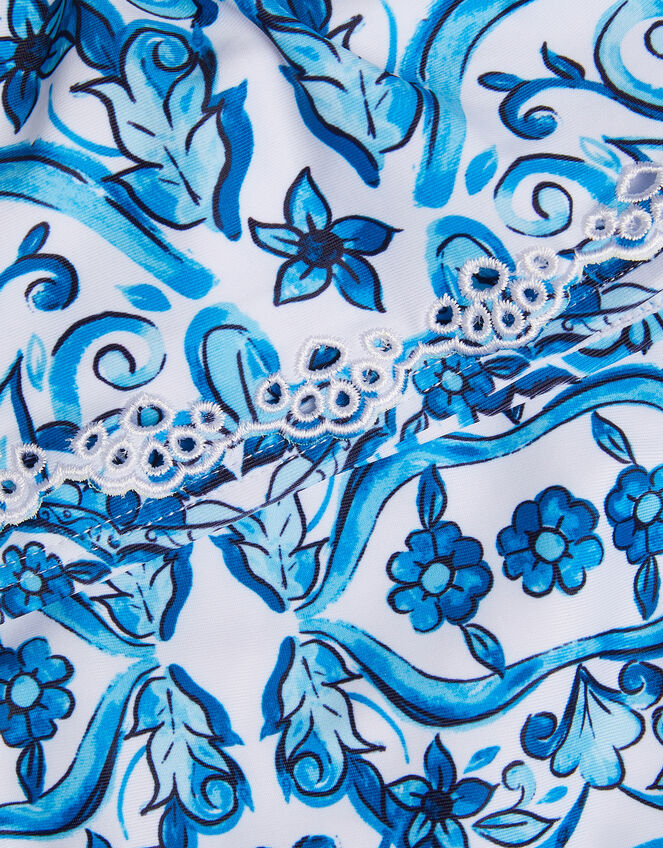 Calista Floral Print Ruffle Bikini Set, Blue (BLUE), large