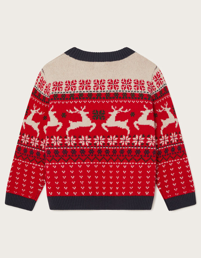 Christmas Reindeer Fair Isle Jumper, Red (RED), large