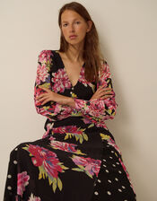 Kiri Floral Print Maxi Dress, Black (BLACK), large