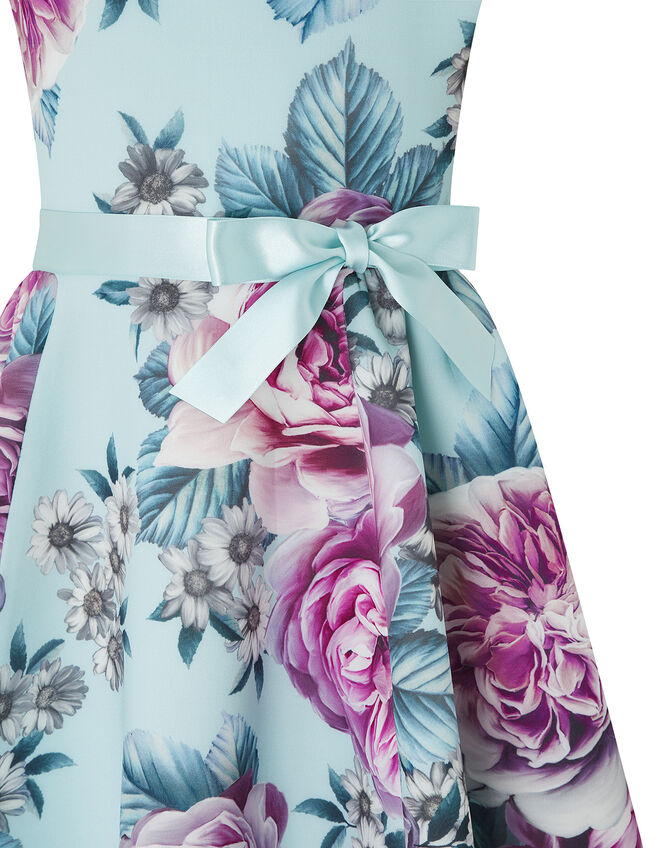 Leena Floral Scuba Occasion Dress, Blue (PALE BLUE), large