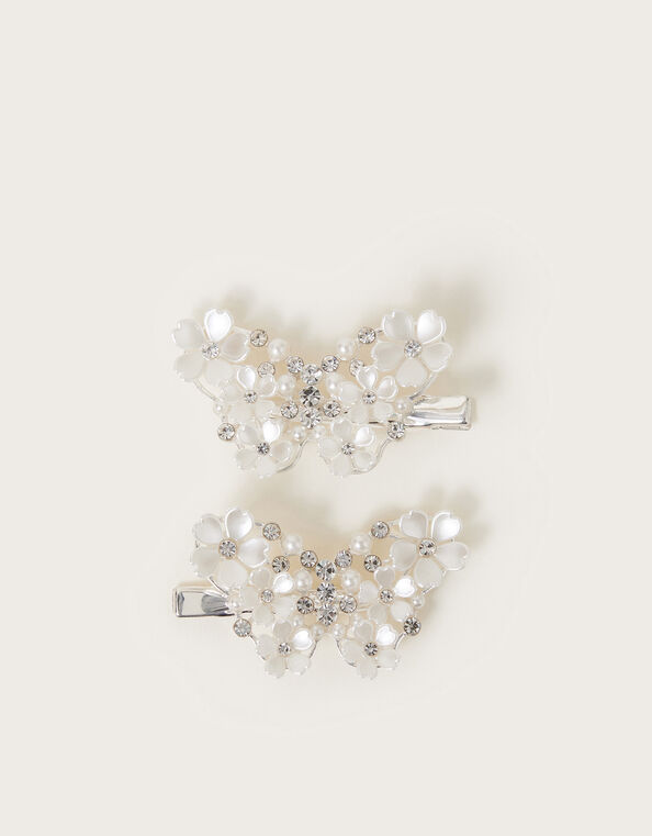 2-Pack Metal Pearl Butterfly Hair Clips, , large