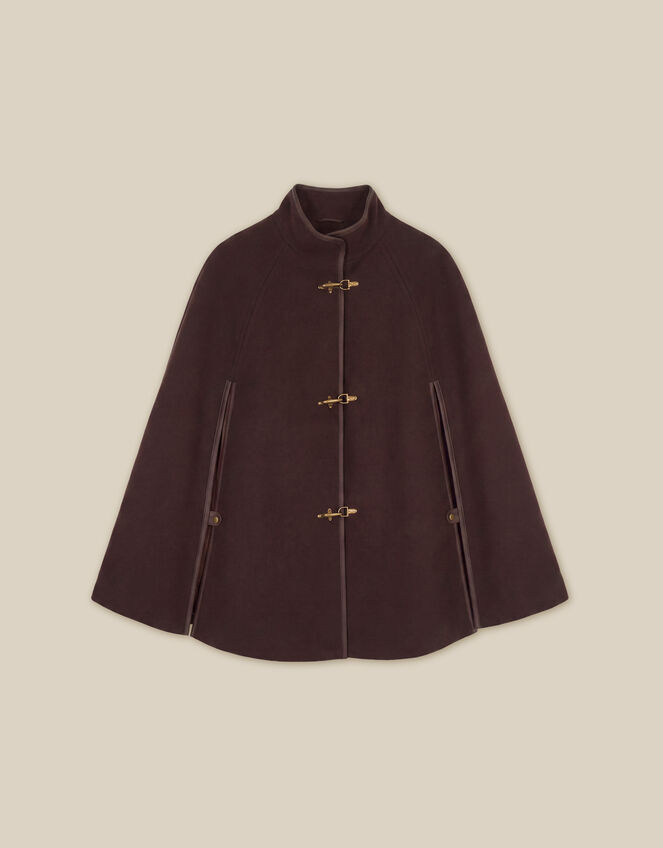 Leia Cape Coat, Brown (CHOCOLATE), large