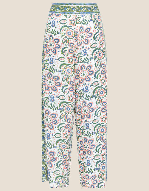 ARTISAN STUDIO Floral Print Trousers, Ivory (IVORY), large