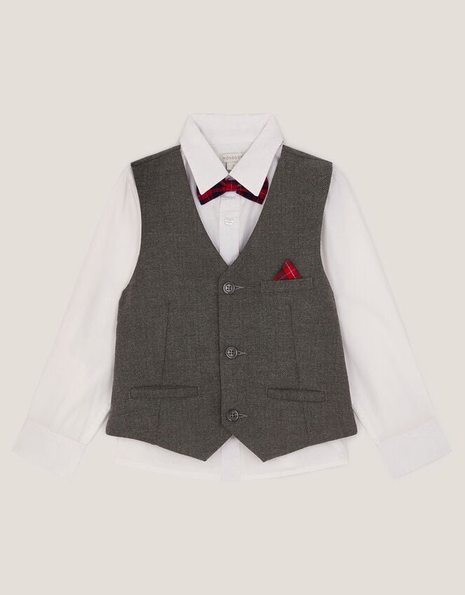 3-Piece Waistcoat & Shirt, Grey (GREY), large