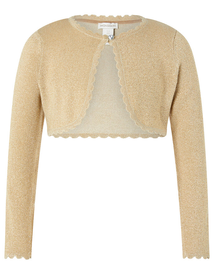 Niamh Sparkle Knitted Cardigan with Crystal Button Gold | Girls ...