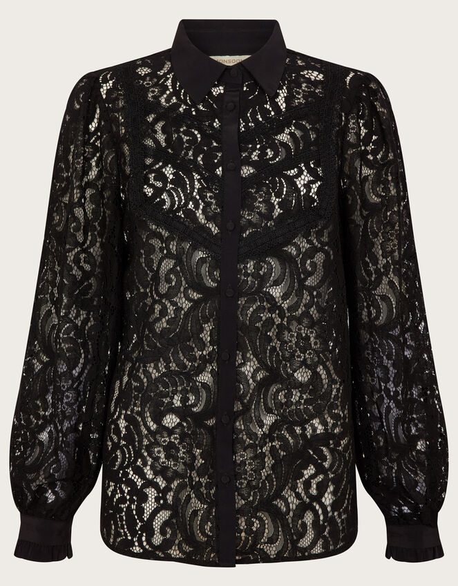 Logan Lace Blouse Black | Tops & T-shirts | Monsoon UK.