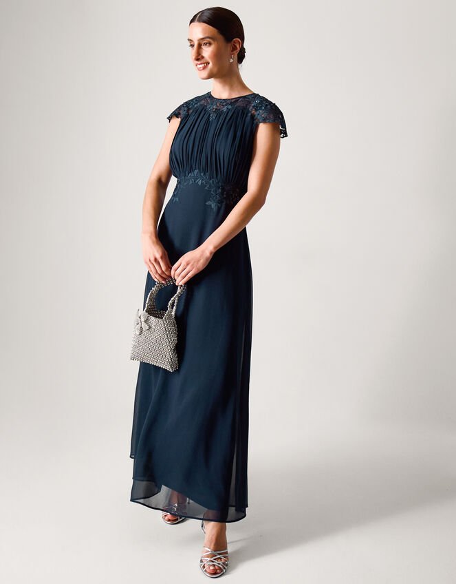 sachin and babi light blue dress Halter Neck Lace Maxi Bridesmaid Dress, Dark Grey  Jolie Moi Retail