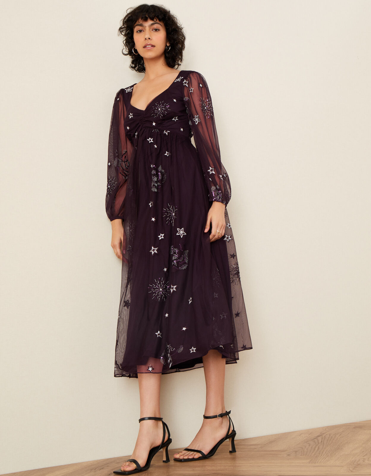Tia Star Embellished Dress Purple