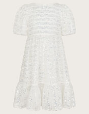 Pippa Sequin Stripe Tunic Dress, Ivory (IVORY), large