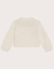 Baby Floral Pointelle Knit Cardigan, Ivory (IVORY), large