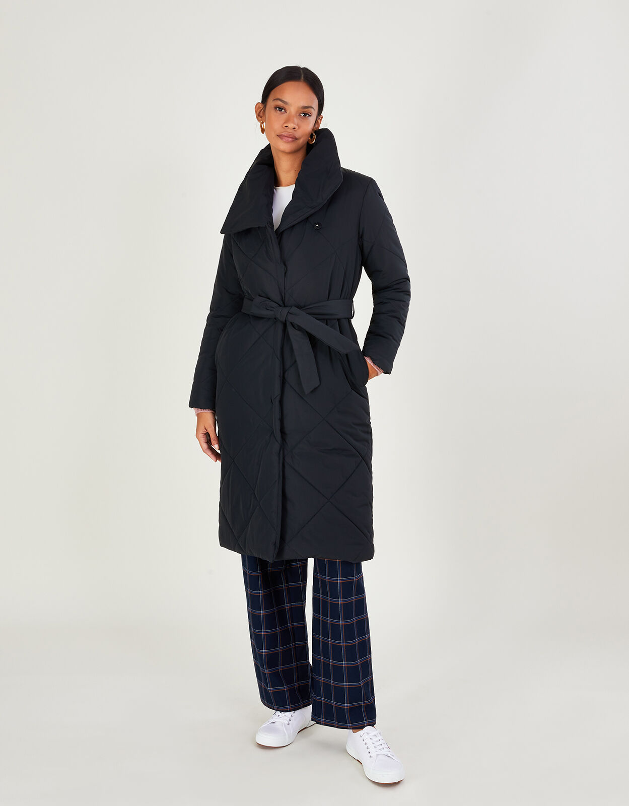 Piper Padded Shawl Collar Coat in Recycled Polyester Blue