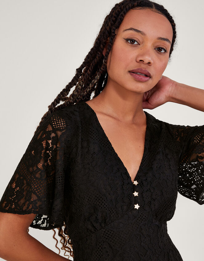 Lucia Lace Tea Dress, Black (BLACK), large