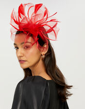 Carrie Oversized Loop Fascinator, Red (RED), large
