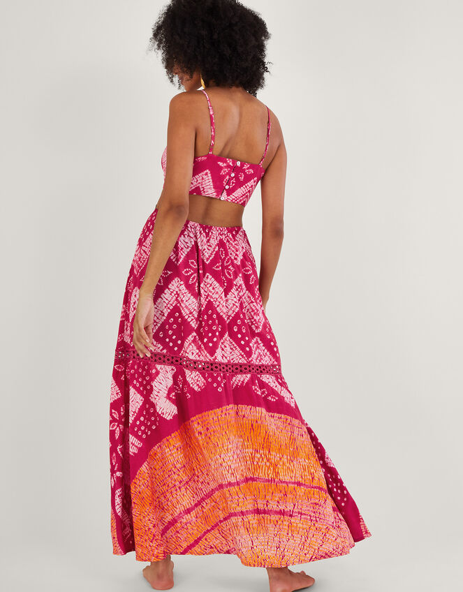 Bandhani Dye Print Maxi Dress in LENZING™ ECOVERO™, Pink (PINK), large