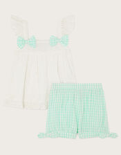 Baby Broderie Gingham Set, Green (MINT), large