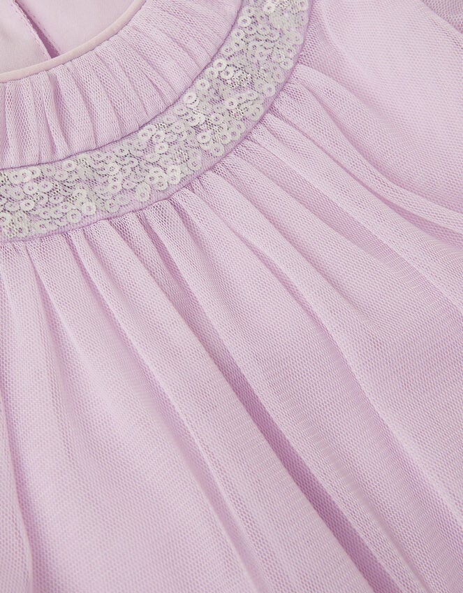 Baby Nessa Sparkle Collar Waterfall Dress, Purple (LILAC), large