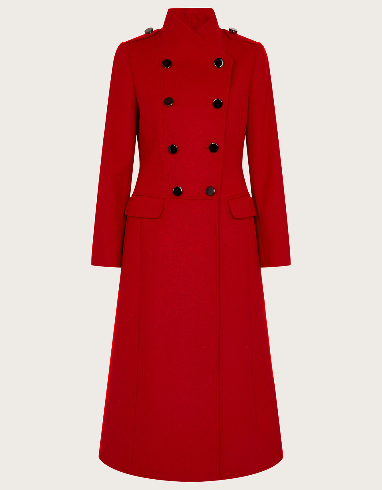 Red skirted new arrivals coat