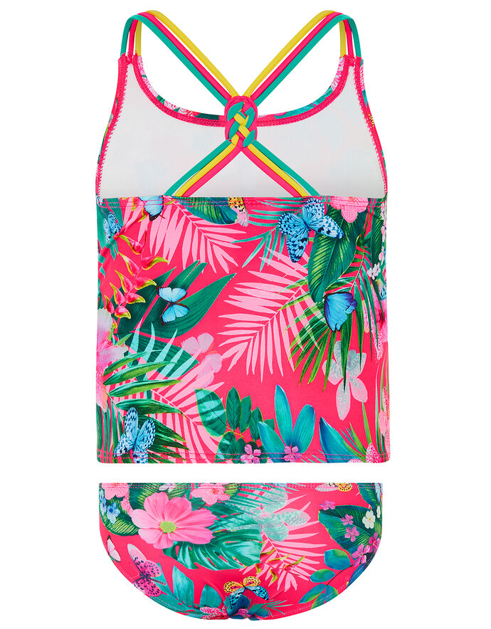Palm Print Tankini Set Pink Girls' Beach & Swimwear Monsoon UK.