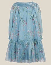 Naina Floral Mesh Party Dress, Teal (TEAL), large