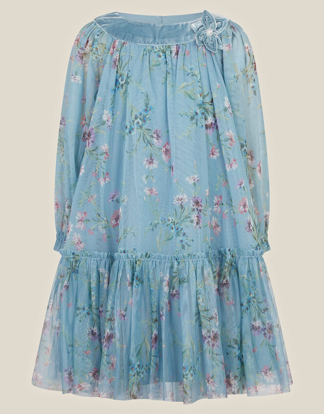 Naina Floral Mesh Party Dress, Teal (TEAL), large