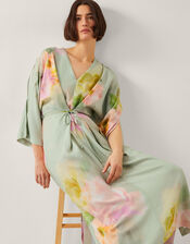 Jane Floral Print Midi Dress, Green (GREEN), large