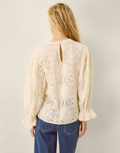 Imogen Lace Insert Blouson Blouse, Ivory (IVORY), large