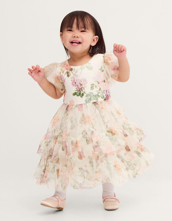 Baby Roma Floral Print Ruffle Party Dress , Multi (MULTI), large