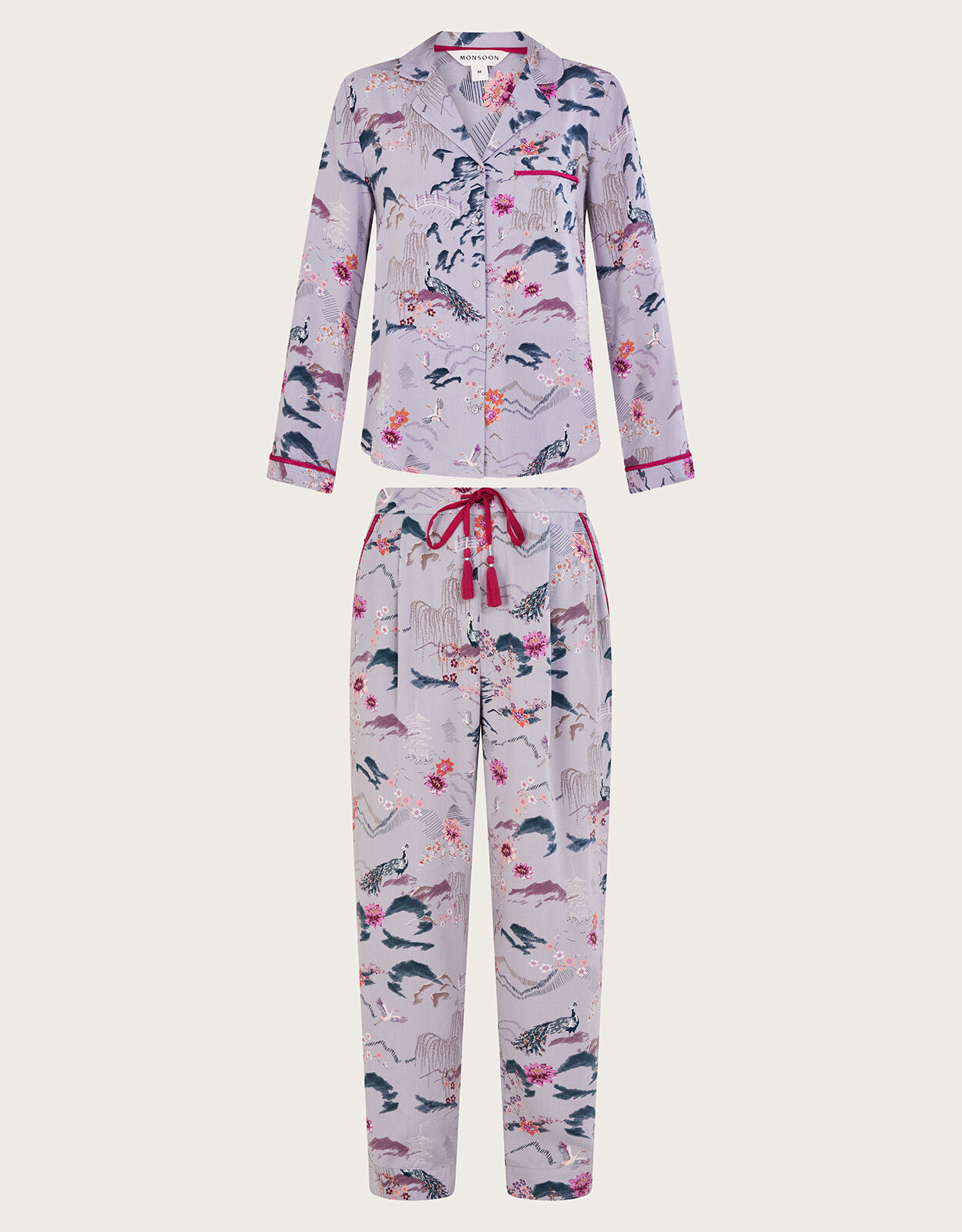 Bianca Print Pyjama Set Purple Pyjamas Monsoon UK