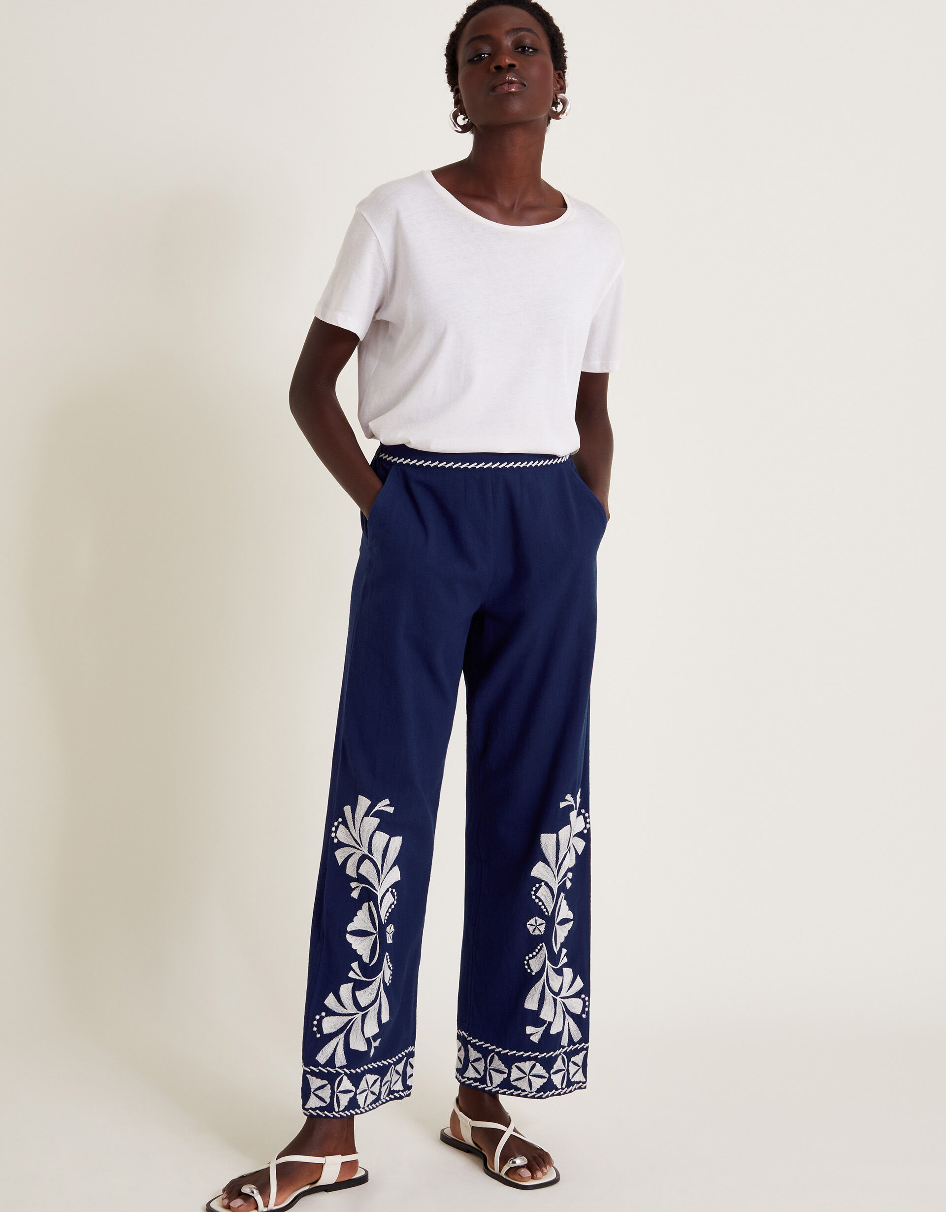 Monsoon navy trousers sale